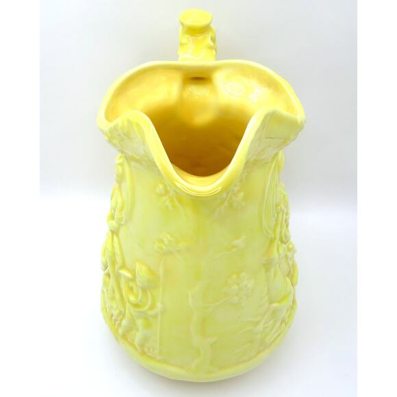 Vintage Yellow Relief Pitcher Cherubs Signed HEM ’77 “Tudir” Studio Pottery - Picture 13 of 14